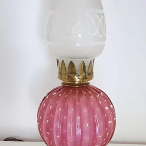 LAMPADA VINTAGE DA TAVOLO VETRO MURANO ROSA