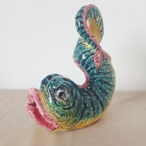 SCULTURA PESCE CERAMICA MULTICOLORE FIRMATO PISAPIA