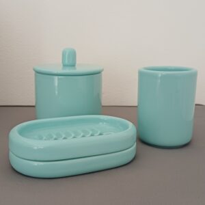 SET BAGNO 3 PEZZI COLORE ACQUAMARINA VINTAGE SICART
