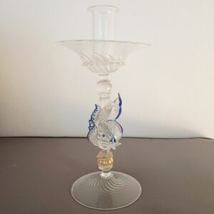 Portacandela Figura Veneziana Vetro Murano Soffiato Vintage Italy Glass