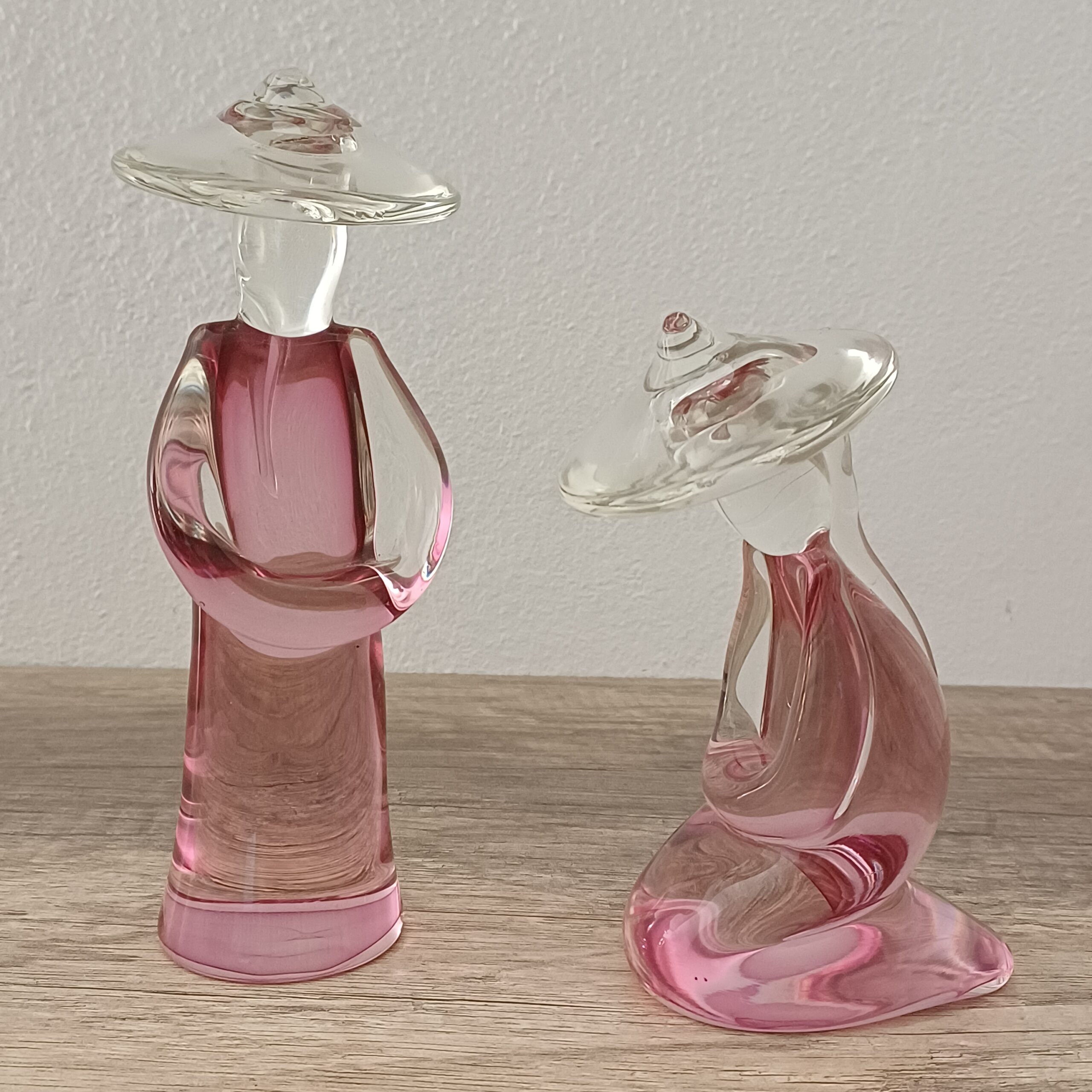 COPPIA SCULTURE RAFFIGURANTI FIGURE CINESI VETRO MURANO