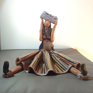 Scultura Ceramica Bassano Firmata Morlin G. Ragazza con Cesto Vintage Art Italy