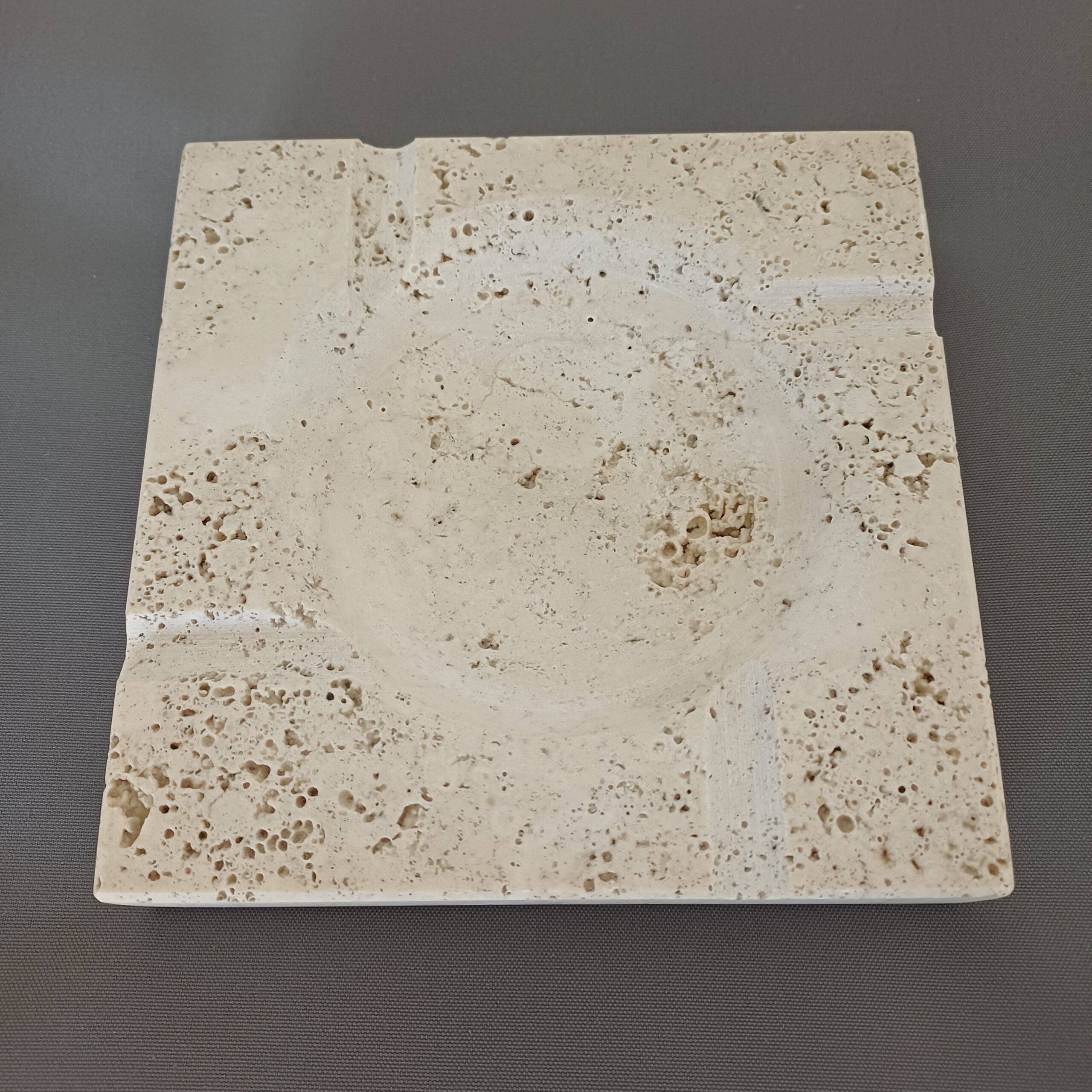 Posacenere in travertino quadrato vintage anni 70 design italiano modernariato m - immagine 6