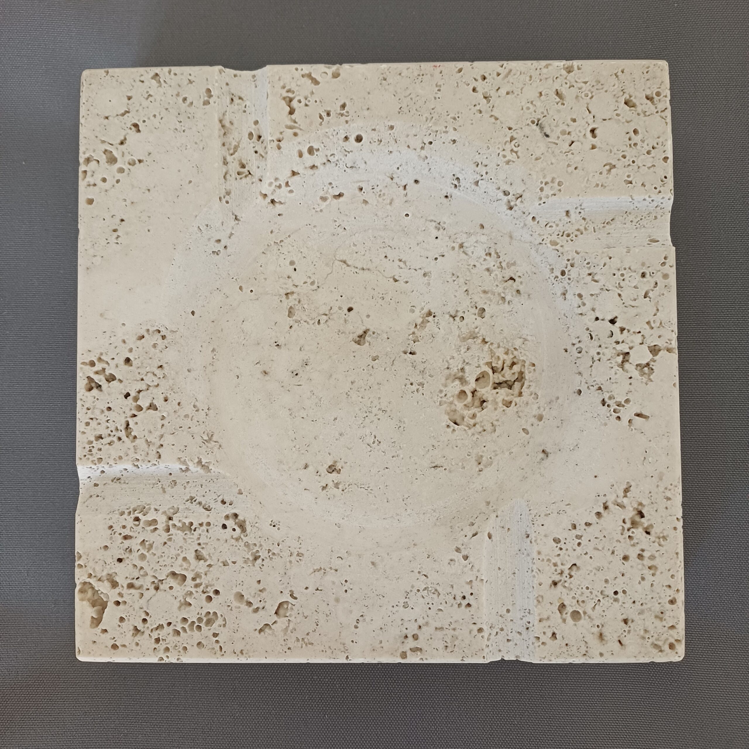 Posacenere in travertino quadrato vintage anni 70 design italiano modernariato m - immagine 7
