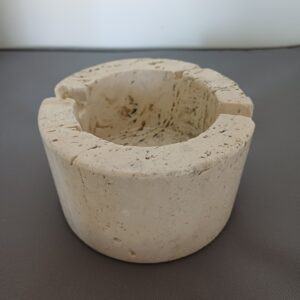Posacenere Travertino Rotondo Design Italiano Vintage Mid Century Modern Ashtray