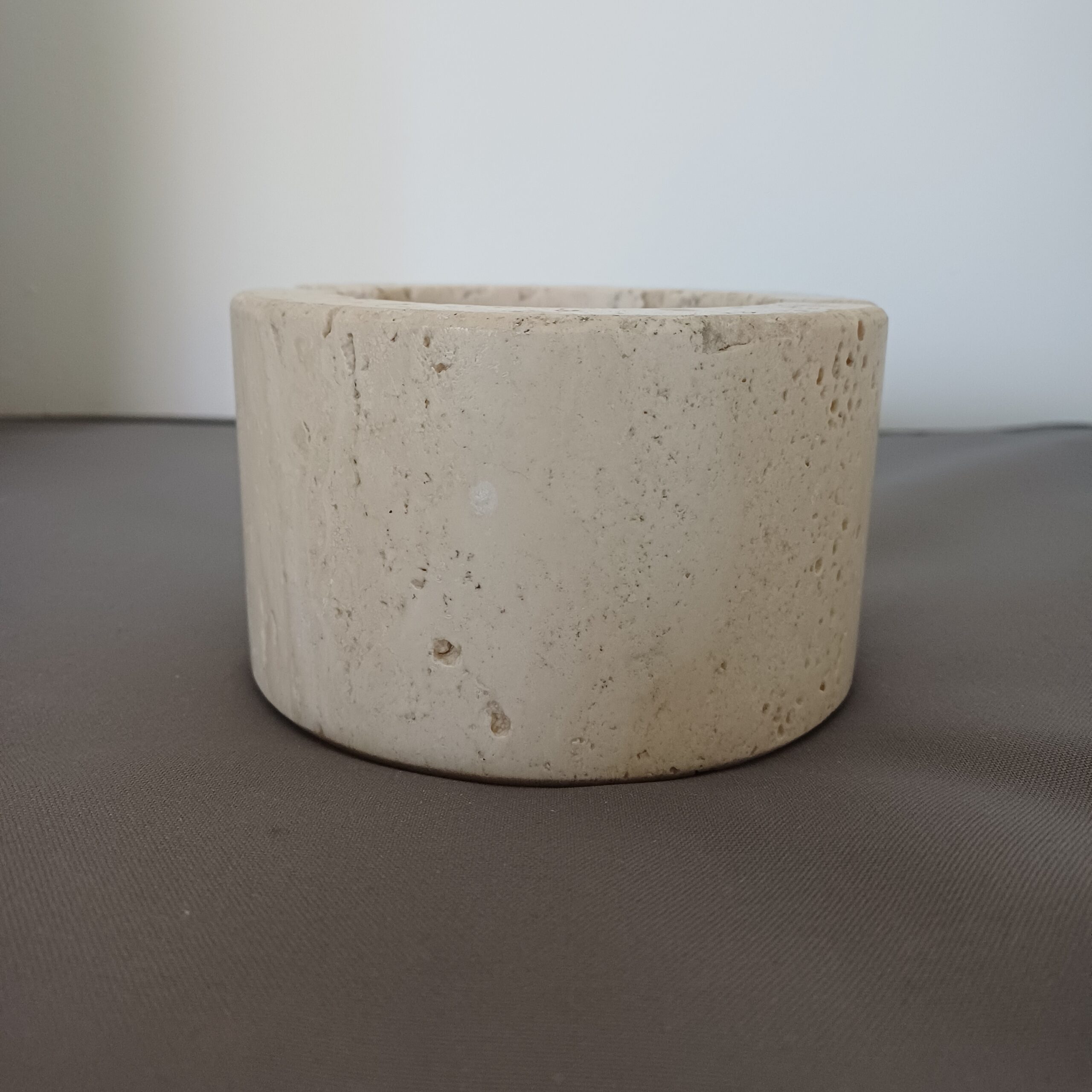 Posacenere Travertino Rotondo Design Italiano Vintage Mid Century Modern Ashtray - immagine 5