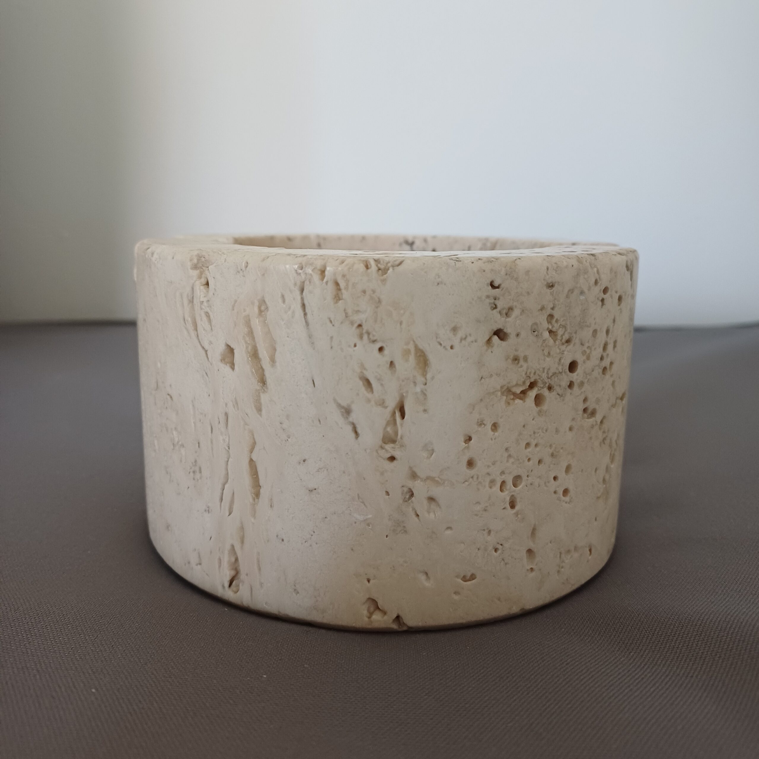Posacenere Travertino Rotondo Design Italiano Vintage Mid Century Modern Ashtray - immagine 7