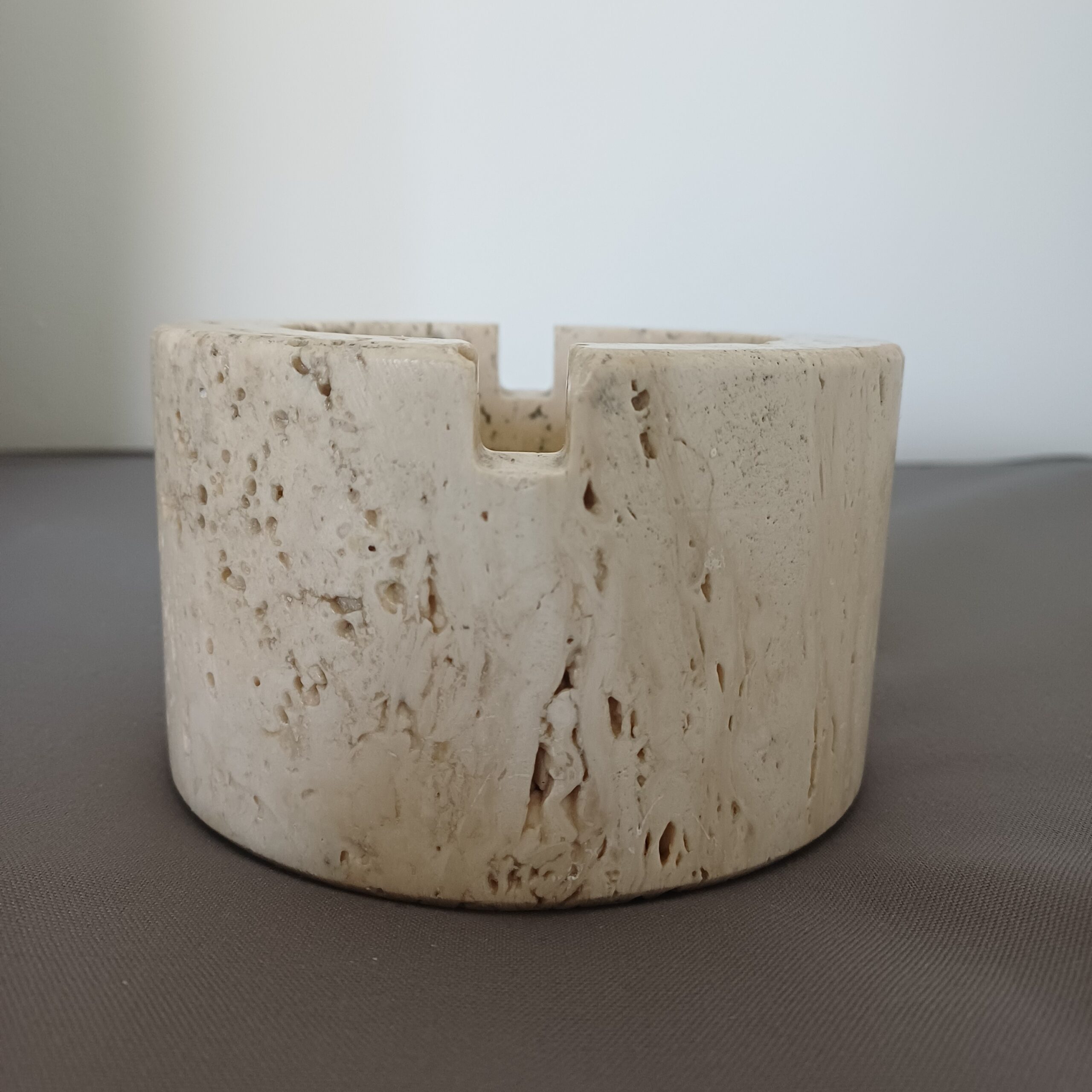 Posacenere Travertino Rotondo Design Italiano Vintage Mid Century Modern Ashtray - immagine 8
